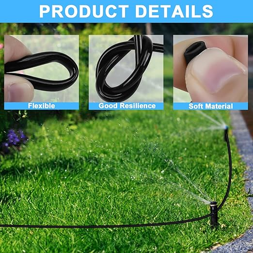 1/4 PVC Drip Irrigation Tubing, 100FT Drip Irrigation Hose, Misting Tubing or Blank Distribution Tubing for DIY Garden Irrigation Hydroponics System