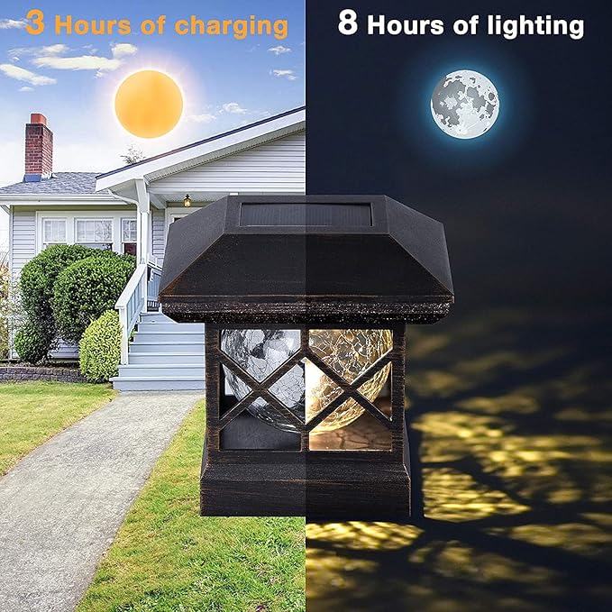 TWINSLUXES Solar Cap Lights Outdoor - Waterproof LED Fence Solar Lights for 3.5x3.5/4x4/5x5 Wood Posts in Patio, Deck or Garden Decoration