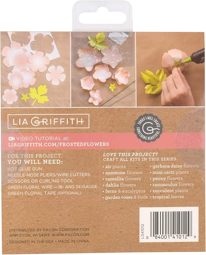 Lia Griffith Frosted Paper Blooms Ranunculus Flowers, 6" x 6.5", Assorted Colors, 21 Count