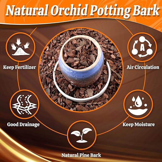 AVALUTION Orchid Potting Bark-3QT Organic Orchid Bark for Plants, All Natural Pine Bark Wood Chips Orchid Bark Potting Mix for Houseplant Mulch, Help Orchid Plants Root Health Development