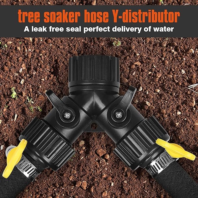 Soaker Hose for Trees, 1/2" Heavy Duty 10 FT Soaker Ring Hose,Garden Soaker Hose with Y Splitter