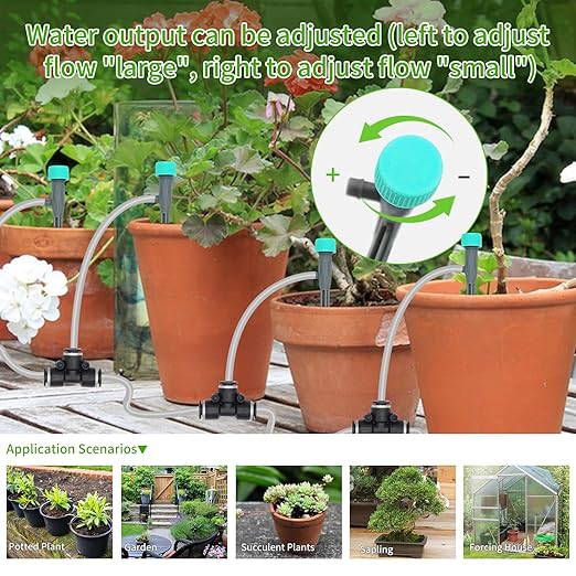 Indoor Plant Watering Device, Automatic Drip Irrigation Kit,Self Watering System for 20 Potted Plants, Built-in 2 self-Priming Pumps, 30 Days programmable Timer