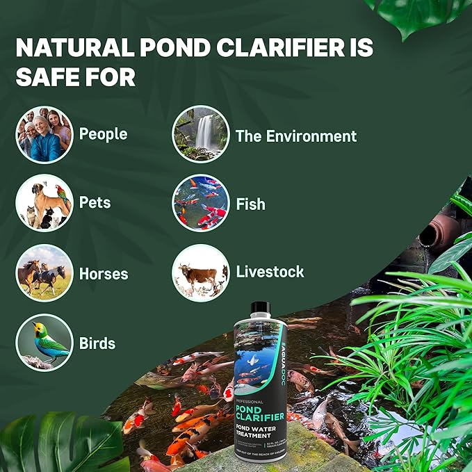 Pond Clarifier - Fish-Friendly Koi Pond Water Clarifier to Quickly Clear Murky Pond Water and Remove Pond Sludge with Natural Enzymes - Fish Pond Water Treatment - AquaDoc Pond Supplies