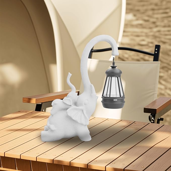 Solar Garden Statue 10 Inch Elephant Decor for Outside Yard Decoration Outdoor Unique Housewarming Gardening Birthday Gifts for Women Grandma