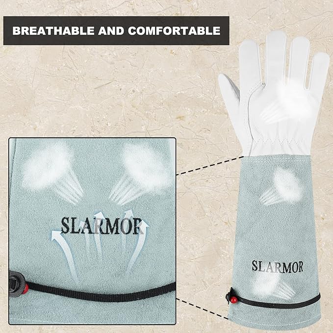 Long-Gardening-Gloves Women/Men-Thorn proof Rose Pruning Heavy Duty Gauntlet-L