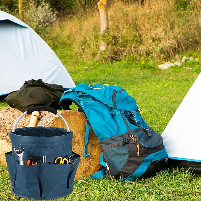 HARFINGTON Garden Tool Bag 17L Large Oxford Waterproof with Pockets Garden Tote Bag Gardening Plant Tool Organizer Storage Carrier Store for Outdoor Women Men, Navy Blue