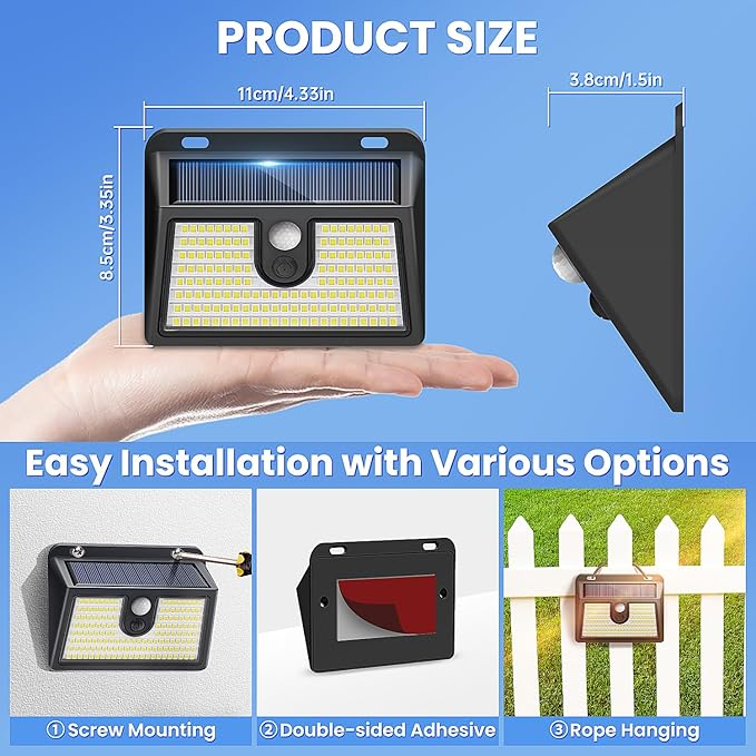 Solar Lights Outdoor Motion Sensor, 10 Pack 149 LED Waterproof Solar Powered Fence Lights, 3 Lighting Modes Security Wall Light for Outside Backyard Deck Garden Door Step Walking Dog, Cold Light 6500K