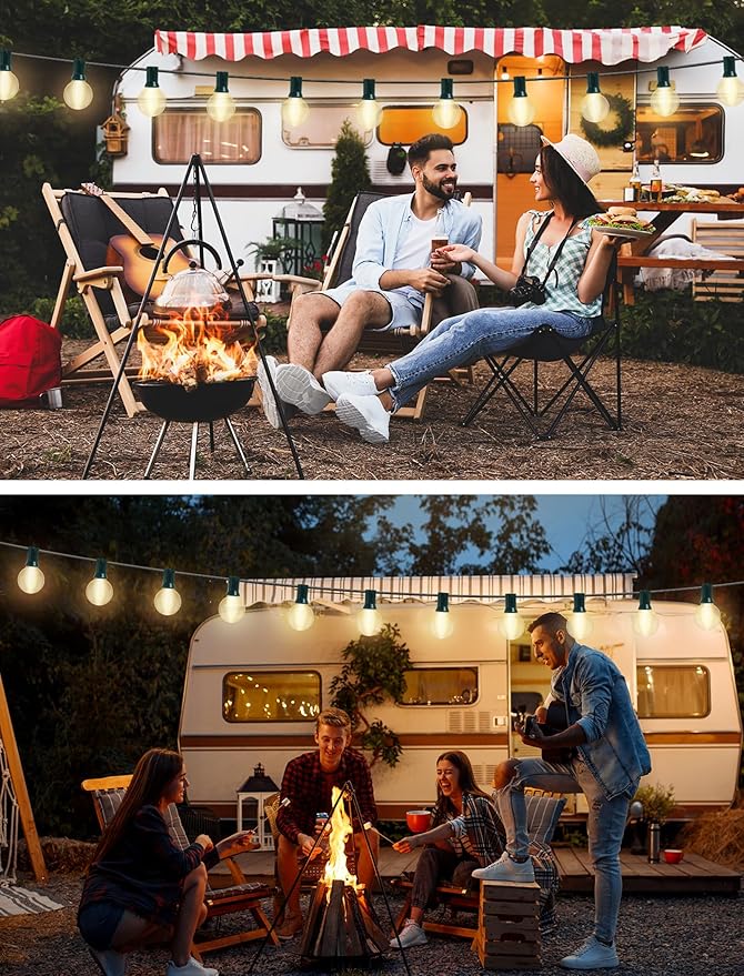 G40 Globe Christmas Lights Outdoor, 25FT Frosted White String Lights with 27 Incandescent Bulbs, Hanging Patio String Lights Waterproof for Indoor Home Garden Backyard Holiday Party Xmas Tree Decor