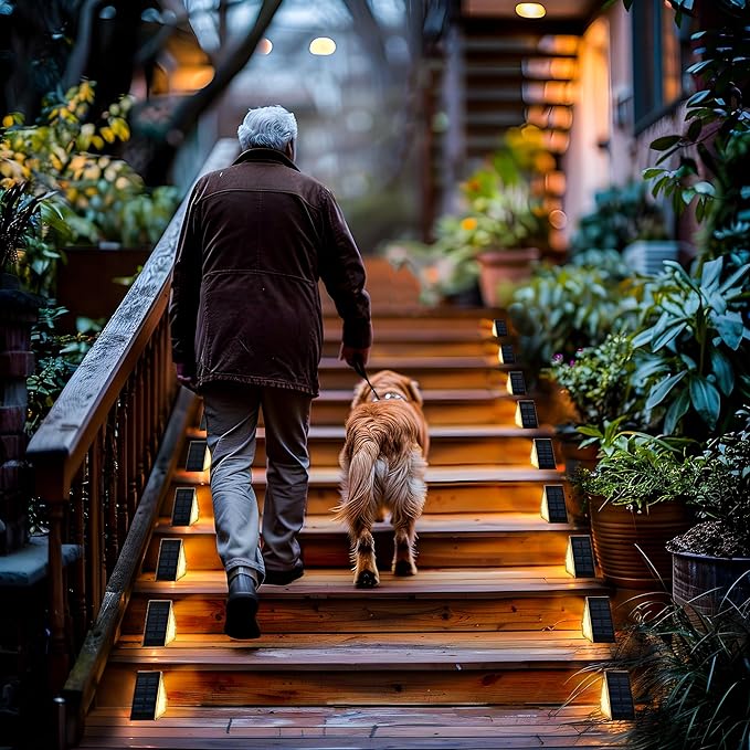 SOLPEX Solar Step Lights for Outside, 24 LEDs Solar Stair Lights Outdoor Waterproof Decor for Porch, Front Door, Stair, Step, Deck, Fence, Balcony, Patio, Wall, Yard, Garden(12 Pack, Warm White)