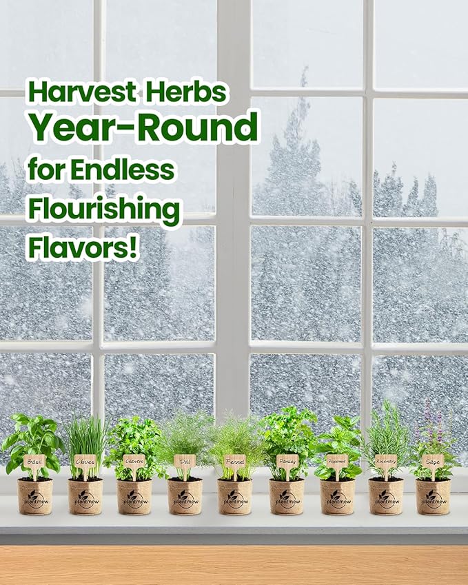 9 Herb Indoor Window Garden Kit - Complete Herb Plant Grow Set for Women, Men, Mom - Unique Gift Idea for Birthday, Christmas - Organic Herbs Starter Kit Made in USA