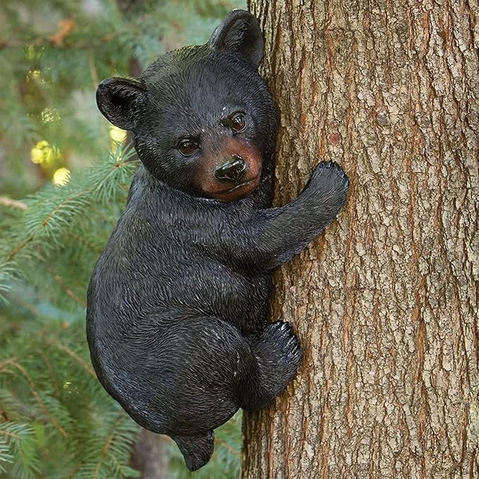 Bits and Pieces – Bear Cub Tree Hugger - Yard Decorations - Adorable Tree Sculpture - Outdoor Decoration - Garden Peeker Yard Art - 13-3/4" x 8"