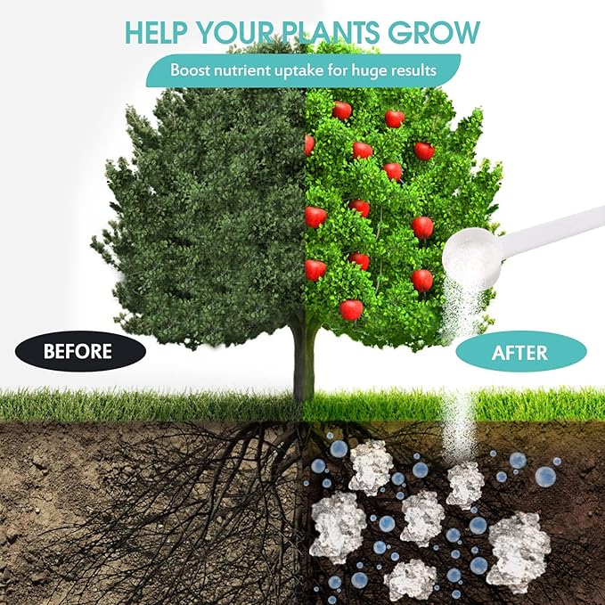 2LB Water Storing Crystals for Plants with Spoon, Water Gel Solves Plant Over-Watering and Drought Problems, Keeps The Soil Moist, Small Water Storing Polymer Crystals Powder for Plants - by Oycevila