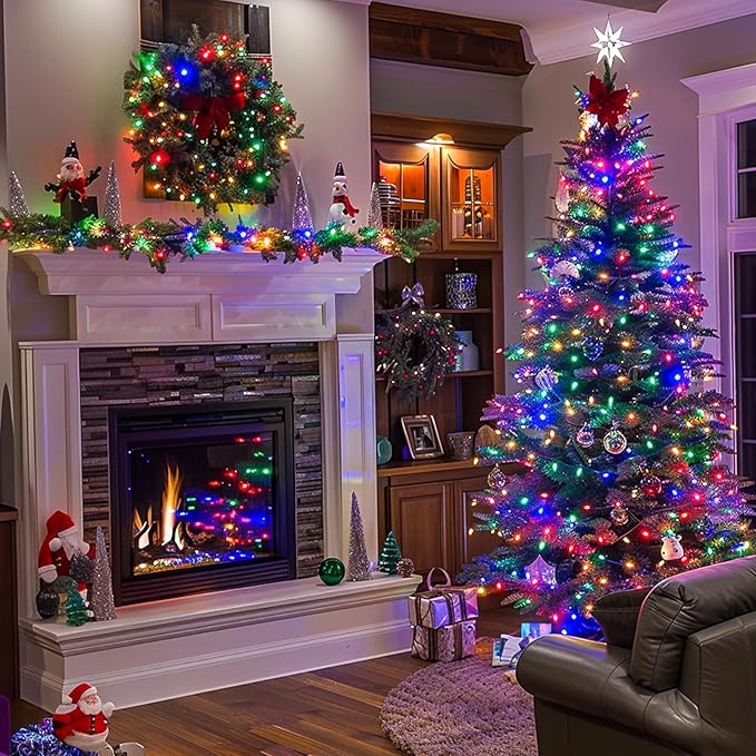 JMEXSUSS Multicolor Christmas Tree Lights Indoor Outdoor, 200 LED Clear Wire, 66ft Colorful Plug-in for Bedroom Room Party Xmas Decorations