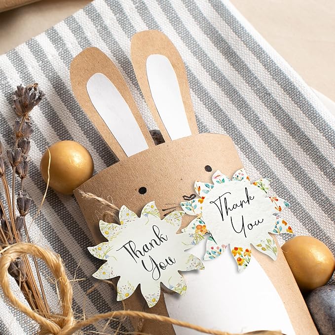 12pcs Thank You Tags Seed Paper – Plantable Wildflower Packets for Weddings, Gifts, & Life Events (12 Flower Assorted)