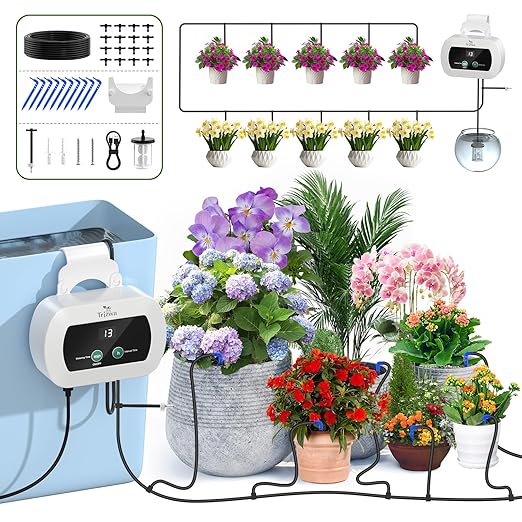 Automatic Watering System with Self Plant Watering Devices,Indoor Watering System for Potted Plants with Customize Schedule Water Timer,USB Power for Indoor Plant Watering System