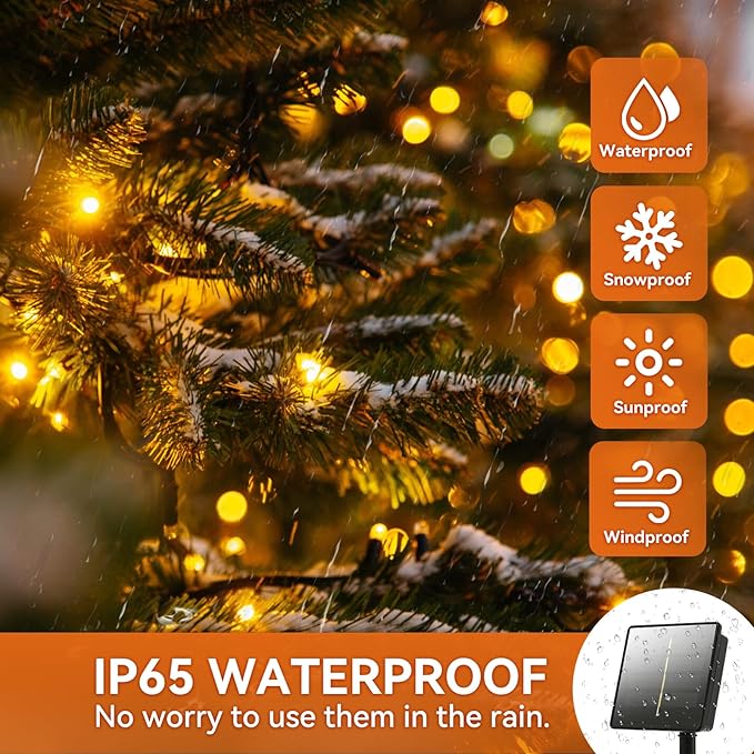 Solar String Lights Outdoor Waterproof - 85FT 240 Led Solar Lights Outdoor String with 8 Modes - Solar Powered String Lights Tree Lights Outdoors for Patio Yard Garden Party Decorations, Warm White