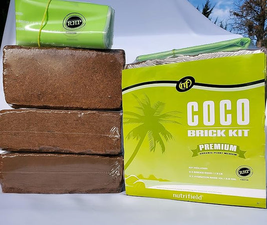 Coco Coir Brick Organic Coconut Coir 3 Coco Fiber Compressed Blocks 850g Each, Low EC Buffered w/Calcium RHP Quality Pot Soil Indoor Outdoor Flower/Vegetable Garden Seed Starter Micro Greens - 5.7 lbs