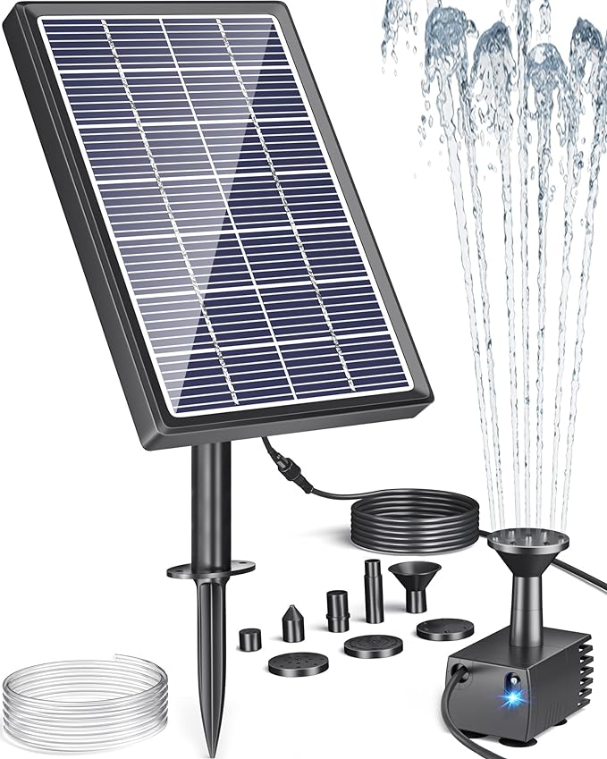 Biling Solar Water Fountain for Bird Bath, 3.5W Solar Water Pump Outdoor with 10ft Cable, 4ft Tubing, Solar Pond Pump for BirdBath, Garden Small Ponds (Need Direct Sunlight)