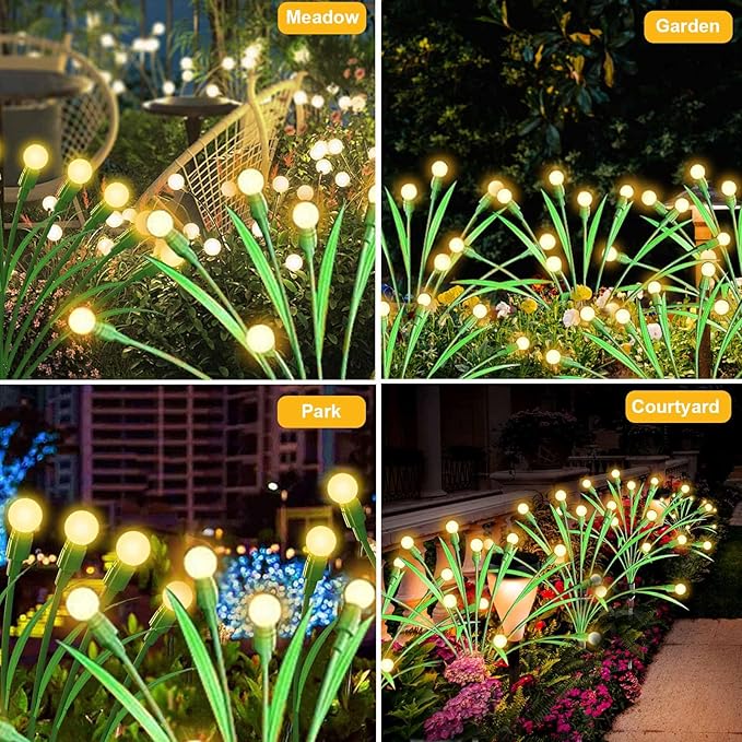 ZGWJ Solar Firefly Lights 2 Pack 20 LED, New Upgraded Solar Swaying Light with Leaves, Waterproof Solar Outdoor Lights for Garden Patio Pathway Outdoor Decor Halloween Christmas Decoration Warm White