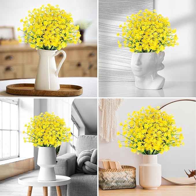 24 Bundles Artificial Flowers for Outdoor,UV Resistant No Fade Fake Plastic Flowers Faux Plants for Hanging Planters Decoration Indoor Outside Garden Porch Window Box Home Wedding Farmhouse