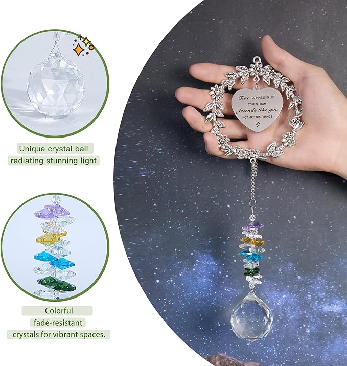 Friend Gifts Unique Friendship Gifts for Women,BFF, Bestie-Best Friend Birthday Gift, Hanging Rainbow Crystal Suncatcher Ornament