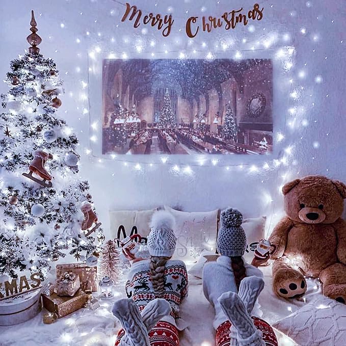 JMEXSUSS 66ft 200 LED White Christmas Lights Indoor Bedroom, Connectable White String Lights Outdoor Clear Wire, 8 Modes Twinkle String Lights Plug in for Room Tree Wedding Christmas Decoration