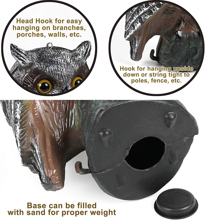 Galashield Owl Decoy | Plastic Owls to Scare Birds Away | Owl Statue for Garden & Outdoors 16.5" Tall