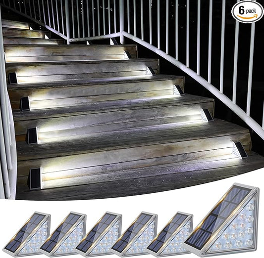 VOLISUN Solar Stair Lights 6 Pack, Solar Step Lights Waterproof IP67, Outdoor Step Light with 13 LEDs, Outdoor Lighting Decor for Yard Stair, Patio, Front Step, Front Porch and Deck(Cool White)