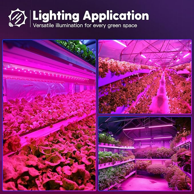 FREELICHT 4 Pack 4ft LED Grow Light, 60W (350W Equivalent), Red Blue (660nm+460nm) Full Spectrum Grow Light for Indoor Plants, Hanging Plug in Grow Lamp for Hydroponic Greenhouse Plants Seedling Veg