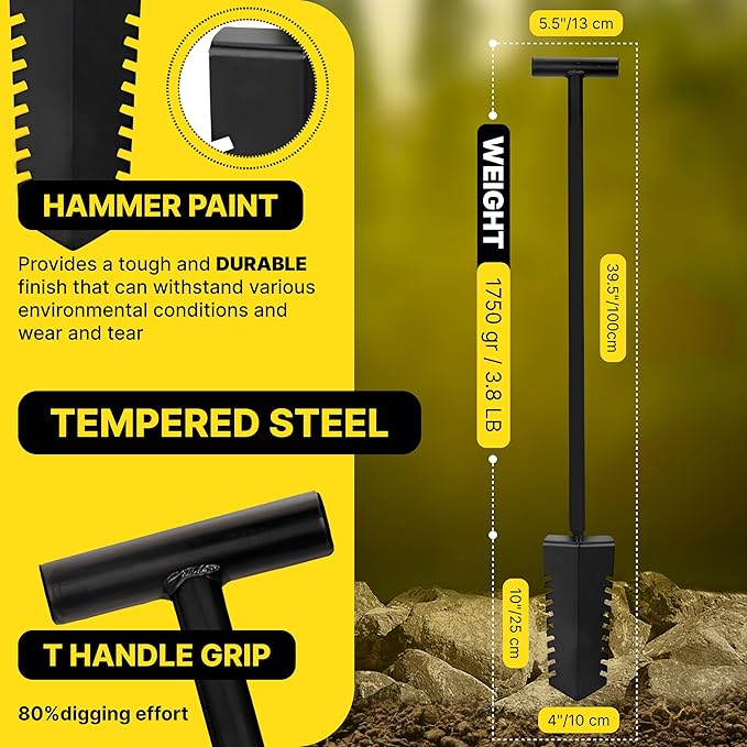 CKG Metal Detecting Shovel Tool, Heavy Duty Double Serrated Edge Digger - Digging Knife for Gardening Trowel Hunting Camping, Planting & Treasure Finds Pouch Bag, Set