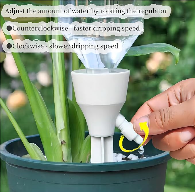 5Pcs Self Watering Planter Insert for Plant,Automatic Plant Watering Devices with Adjustable Drip Valve Switch for Garden Self Watering Spikes for Indoor Outdoor Potted Plants(White)