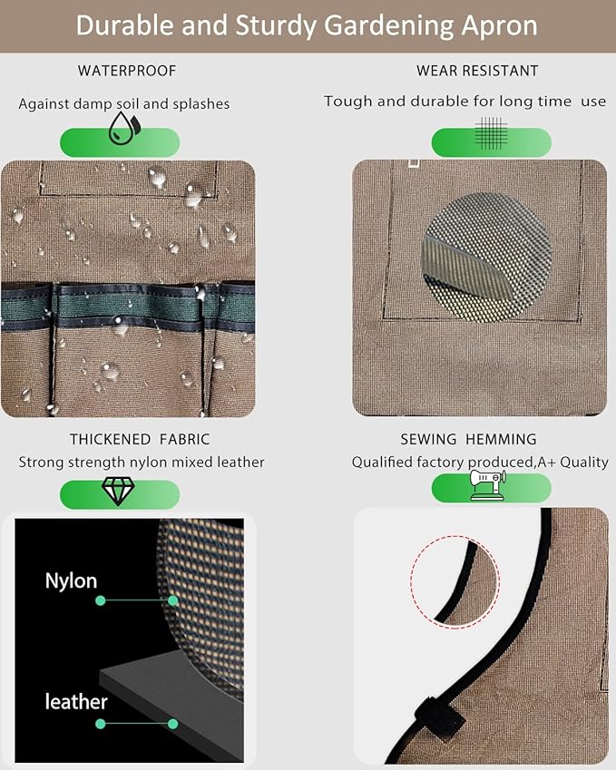 Garden Apron With Pockets,Woodworking Artist Tool Apron，Unique Gardening Gifts for Women/Men