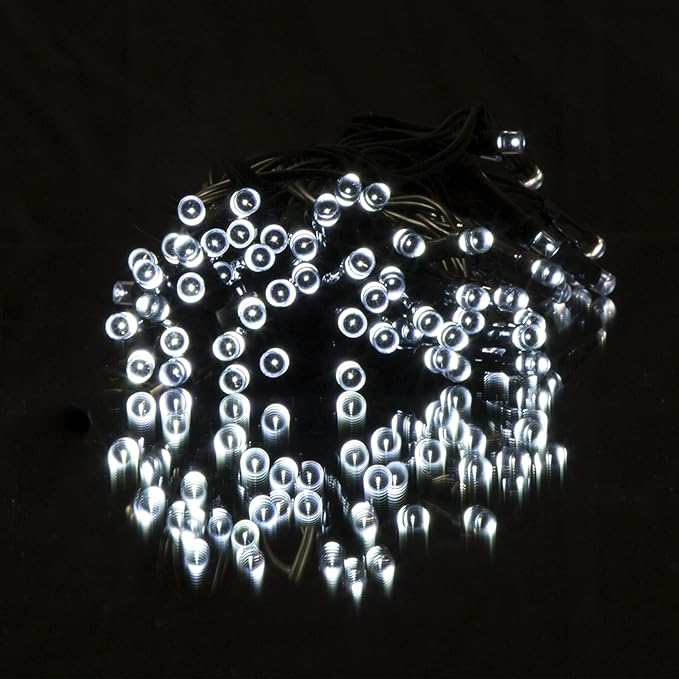 Pure Garden Solar Powered LED String Lights - 39-Foot Outdoor Lighting with 100 White Bulbs - Fairy Light with Steady or Twinkle Mode