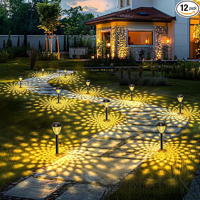 SOLPEX Solar Lights for Outside,12 Pack Solar Lights Outdoor Waterproof,Warm White Outdoor Solar Lights for Yard,Garden,Pathway,Patio and Landscape Lighting Decor