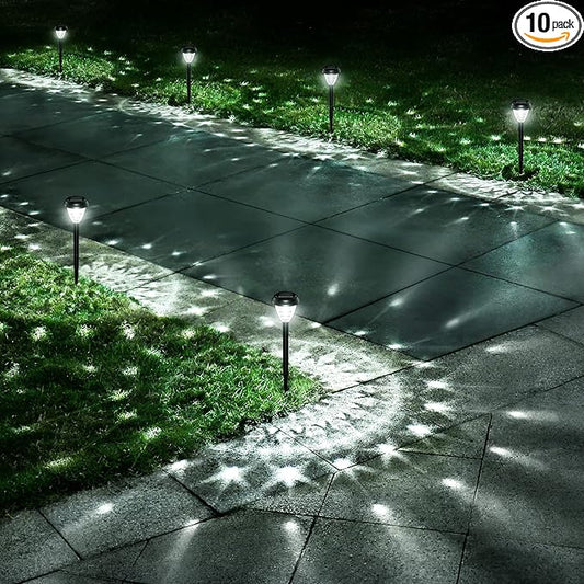 Super Bright Solar Lights, Waterproof 10 Pack, Dusk to Dawn Up to 12 Hrs Solar Powered Outdoor Pathway Garden Lights Auto On/Off, LED Landscape Lighting Decorative for Walkway Patio Yard