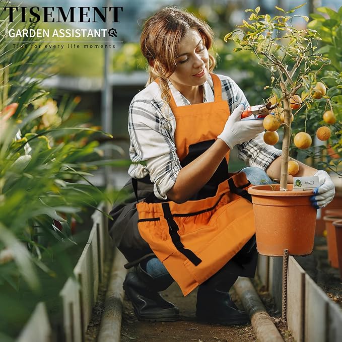 Gardening Apron,Unisex 8Oz Waterproof Canvas Garden Apron with Pockets for Harvesting, Gardening Gifts for Women