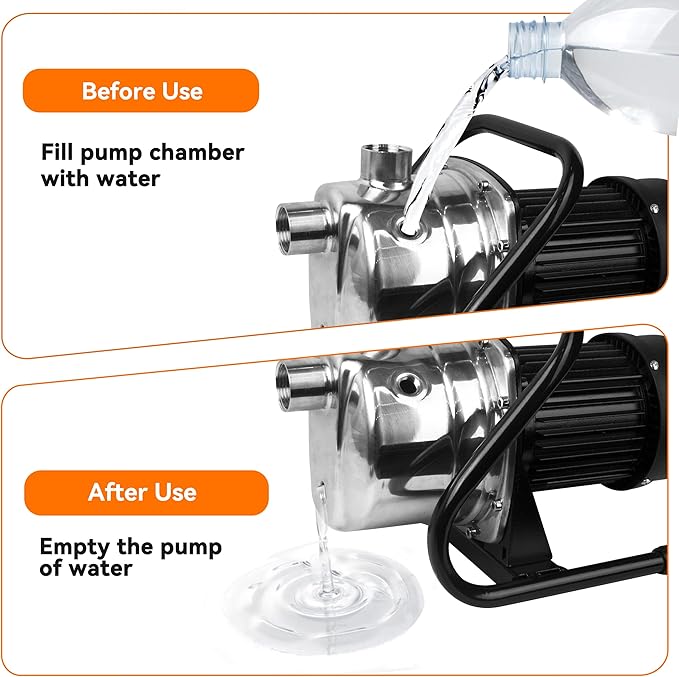 BACOENG 1 HP Water Transfer Pump Garden Pump, 850GPH Lawn Sprinkler Booster Pump, Lake Pump for Irrigation and Water Draining, w/Check Valve & 3/4" Garden Hose Adapter