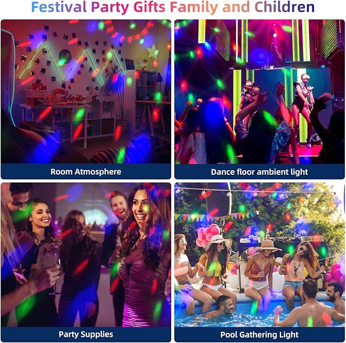 2-Pack DJ Disco Ball, Party Lights Sound Activated with Remote, Strobe Light for Home Room Dance Birthday Party Supplies, Stage Lamp for New Years Birthday Halloween Christmas Decorations