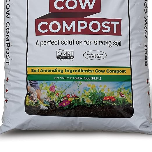 Brut Organic Cow Compost - 1 Cubic ft - Nutrient-Rich Fertilizer for Thriving Gardens - Safe, Pure, and Effective