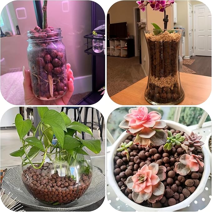 4Lbs Leca Expanded Clay Pebbles, 8-16mm Expanded Clay Aggregate, Natural Clay Pebbles for Hydroponic & Aquaponics Growing, Orchid Potting Mix, Hydroponics Supplies for Indoor Garden Plants