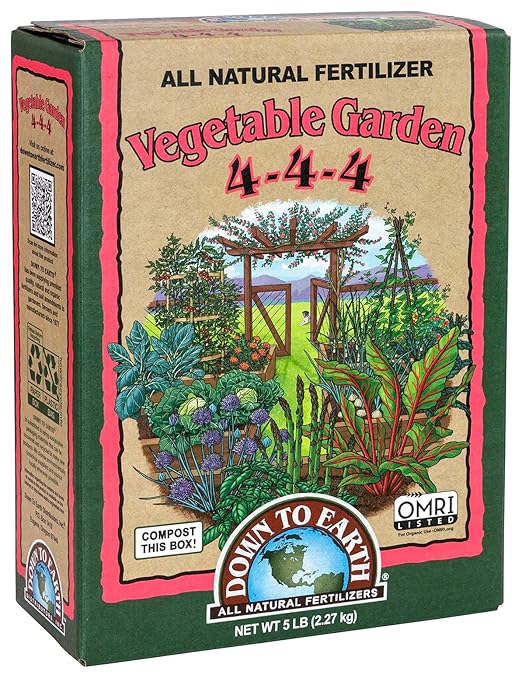 Down to Earth Organic Vegetable Garden Fertilizer 4-4-4, 5lb