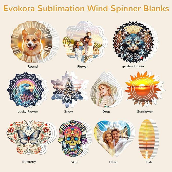 Sublimation Wind Spinner Blanks, 10 Pack 10 Inch 3D Aluminum Metal Hanging Wind Spinner Bulk for Garden Yard Outdoor, Window Porch Decoration for Heat Press Transfer DIY (6. Fish-10pcs)
