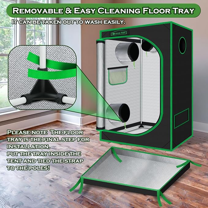 Indoor Grow Tent 48"x24"x60" 600D Mylar Hydroponic Grow Tent for Indoor Plant Tent with Observation Window and Removable Floor Tray 4x2 Grow Tent