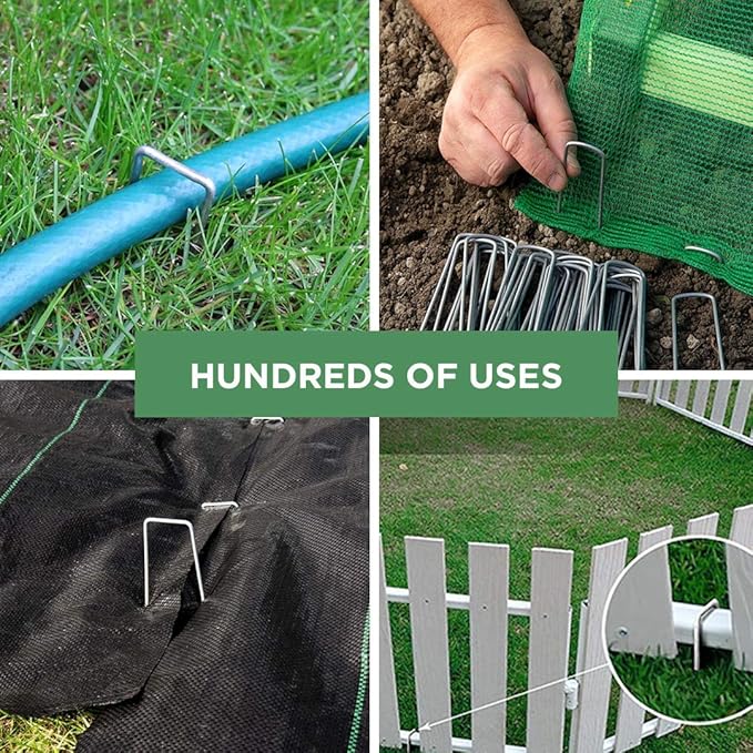 100-Pack 6'' 11 Gauge Heavy Duty U-Shaped Landscape Staples - Landscape Stakes, Garden Staples, Landscape Pins for Weed Barrier, Fabric, Netting, Irrigation Hoses, Ground Mat