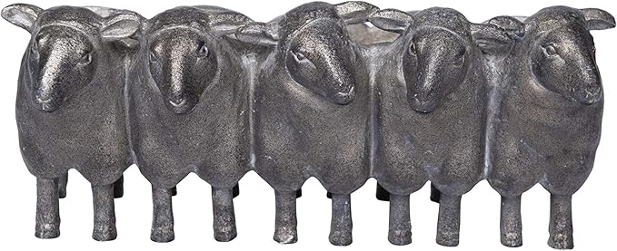 Creative Co-Op Resin Sheep Planter with Distressed Iron Finish