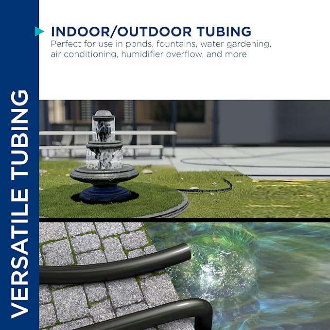 Alpine Corporation 100' PVC Tubing with 1/2" Inside Diameter and 1/8" Wall for Ponds and Fountains, Black