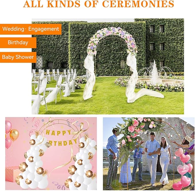 Adorox Metal Garden Arch Trellis for Climbing Plants 7.8ft Outdoor Arch Wedding Halloween Christmas Vine Trellis Pumpkin Archway Assemble Freely 2 Sizes Gold