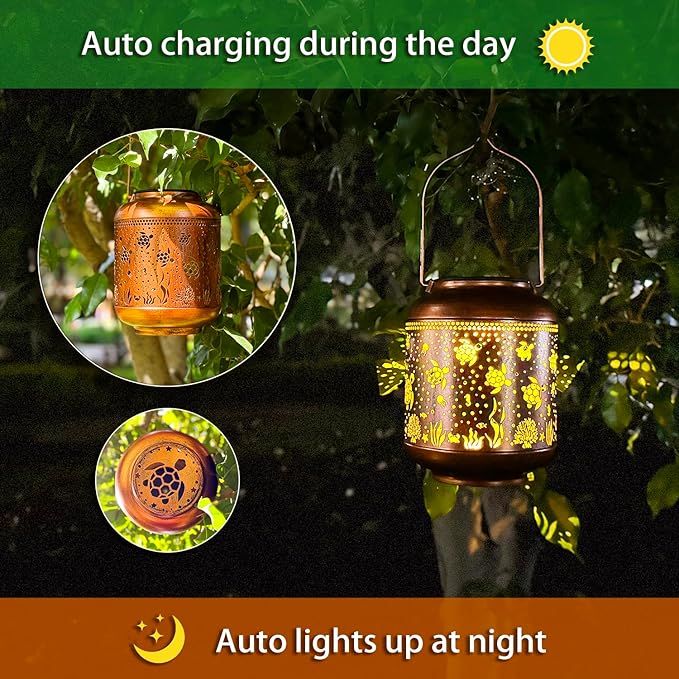 Sea Turtle Solar Lanterns Outdoor Waterproof,Hanging Solar Lights Sea Turtle Gifts for Women Metal LED Decorative Light for Yard,Patio,Lawn,Tabletop,Pathway,Landscape,Garden Decor