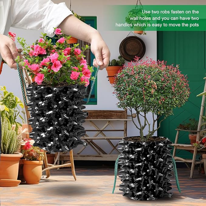 1 Gallon Air Pruning Pots New Plastic Nursery Pots Fruit Vegetable Garden Self-Planting Pots (10), Black (1G-10P)