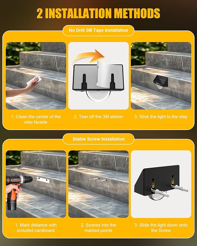 Brightown Solar Step Lights for Outside, 4 Pack Solar Stair Lights Outdoor Waterproof IP68, Multiple Color Modes Step Light Outdoor for Garden Stair, Front Step, Front Porch, Deck, Sidewalk and Patio